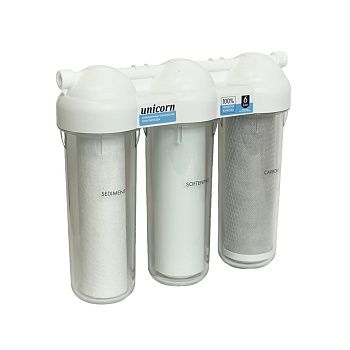Система фильтрации под мойку Unicorn  LG - FPS 3 ST (Умягчение) трехступенчатая (прозрачный корпус)