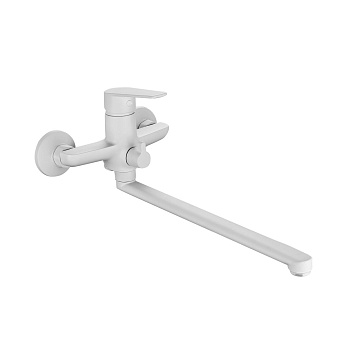 Смеситель для ванны GROSS AQUA 7121285MW-35F Dyno Matt White с длинным изливом 350 мм