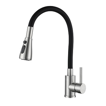 Смеситель для кухни GROSS AQUA 3241609SSB Neosteel черный гибкий излив