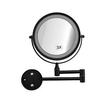 Зеркало косметическое, настенное Санакс 75279 Черный, с LED подсветкой, сенсорное включение, зарядка Type - C