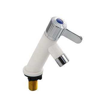 Кран водоразборный BRIMIX 6623 металлокерамика, наклонный, из пластика, белый