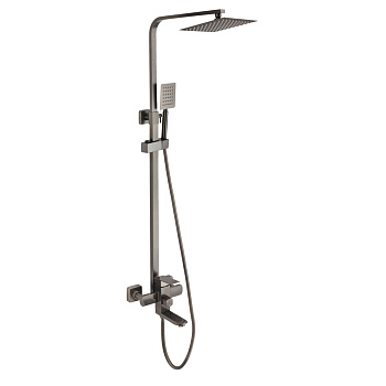 Душевая стойка Fmark FS8145Q со смесителем, лейкой и тропическим душем, графит