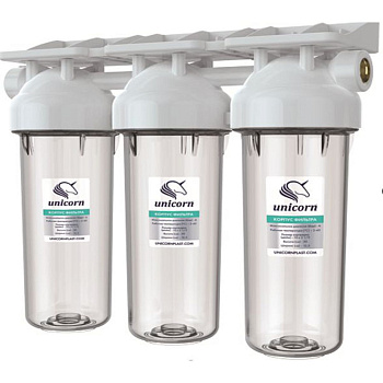 Корпус 10SL 1/2" ВР/ВР KSBP 1/2 TRIO тройной прозрачный корпус (1/4)