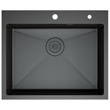 Мойка для кухни врезная D&K DKS604506 графит из нержавеющей стали, 60*45 см с сифоном, коландером, дозатором