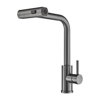 Смеситель для кухни Shevanik S263T  вытяжной излив, оружейная сталь