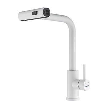 Смеситель для кухни Shevanik S263C вытяжной излив, белый