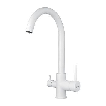 Смеситель для кухни Shevanik S128C с подключением фильтра питьевой воды, белый