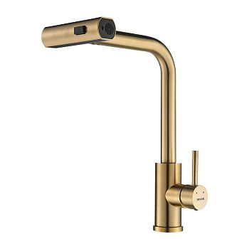 Смеситель для кухни Shevanik S263G вытяжной излив, золото