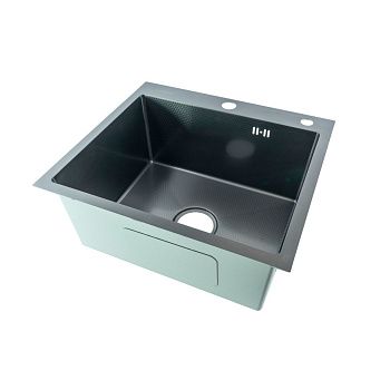 Мойка для кухни врезная Fmark FSC5045Q графит из нержавеющей стали, 50*45 см с сифоном