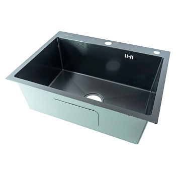 Мойка для кухни врезная Fmark FSC6045Q графит из нержавеющей стали, 60*50 см с сифоном