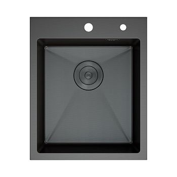 Мойка для кухни врезная D&K DKS415006 графит из нержавеющей стали, 41*50 см с сифоном, коландером, дозатором