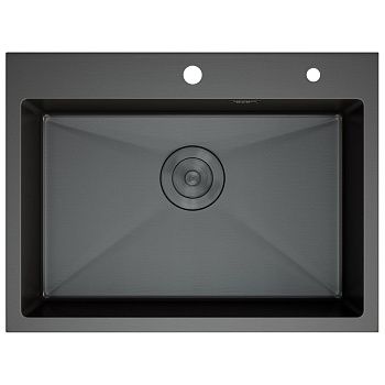 Мойка для кухни врезная D&K DKS605006 графит из нержавеющей стали, 60*50 см с сифоном, коландером, дозатором