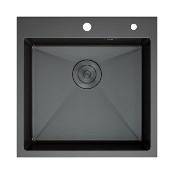 Мойка для кухни врезная D&K DKS505006 графит из нержавеющей стали, 50*50 см с сифоном, коландером, дозатором