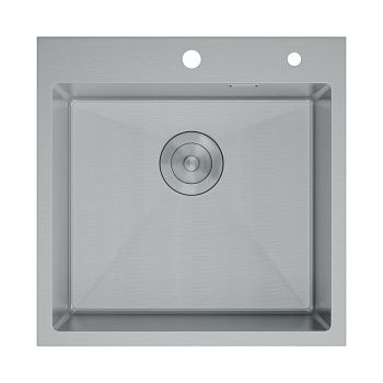 Мойка для кухни врезная D&K DKS505004 сатин из нержавеющей стали, 50*50 см с сифоном, коландером, дозатором