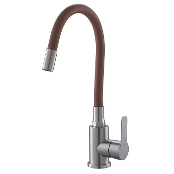 Смеситель для кухни FASHUN A54101-16 коричневый с гибким изливом из нержавеющей стали