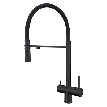 Смеситель для кухни GROSS AQUA 3188611SSMBB Neosteel черный, с подключением к фильтру питьевой воды