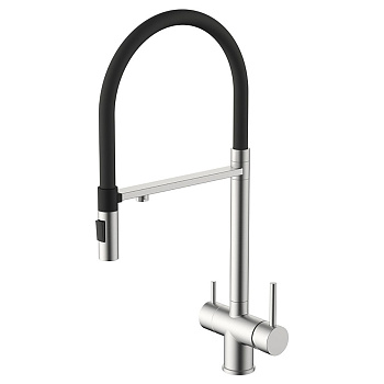 Смеситель для кухни GROSS AQUA 3188611SSB Neosteel нержавеющая сталь, с подключением к фильтру питьевой воды