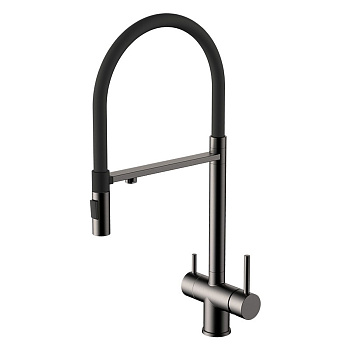Смеситель для кухни GROSS AQUA 3188611SSGMB Neosteel графит, с подключением к фильтру питьевой воды