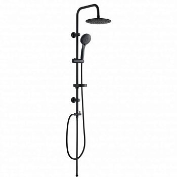 Стойка для душа GROSS AQUA Delta Matt Black GA9007MB с тропическим душем и мыльницей