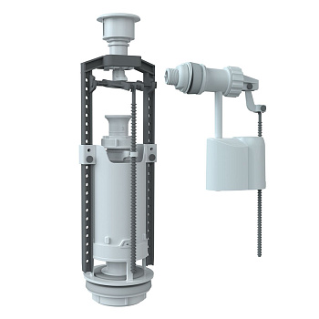 Арматура для бачка унитаза Unicorn SM-B/W боковой подвод, кнопка белая, однорежимная