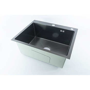 Мойка для кухни врезная Fmark FSC6050Q графит из нержавеющей стали, 60*50 см с сифоном