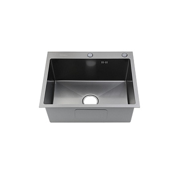 Мойка для кухни врезная Fmark FSC5050Q графит из нержавеющей стали, 50*50 см с сифоном