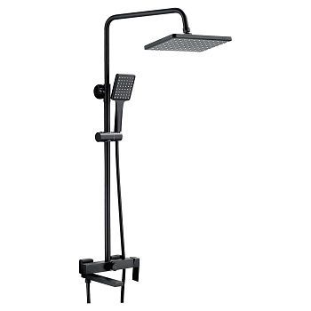 Душевая система с изливом BELZ B24613-7 верхний душ, лейка, черный