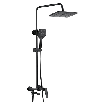 Душевая система с изливом BELZ B24533-7 верхний душ, лейка, черный