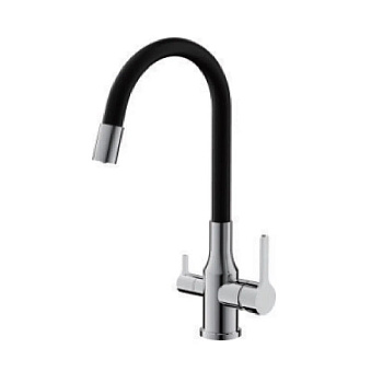 Смеситель для кухни BELZ B76814 с подключением к фильтру питьевой воды, корпус хром, излив черный, С подключением к фильтру питьевой воды, , BELZ