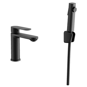 Смеситель для раковины BELZ B12713-7 с гигиенической лейкой, черный, Серия B713, , BELZ