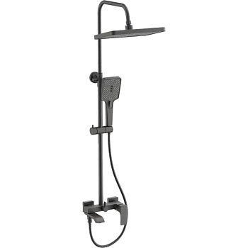 Душевая система с изливом BELZ B24507-3 верхний душ, лейка, оружейная сталь, Душевые системы с изливом, , BELZ