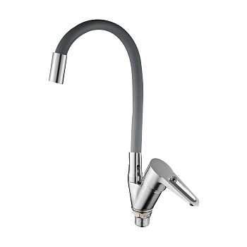 Смеситель для кухни D-Lin D150303-2 с гибким силиконовым изливом серый/хром, Коллекция 3, , D-Lin