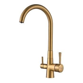Смеситель для кухни Shevanik S428G с подключением фильтра питьевой воды, SUS304, золотой сатин , Смесители с подключением к фильтру питьевой воды, , Shevanik