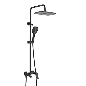 Душевая система Shevanik S4136H верхний душ, лейка, черная, Коллекция S41, , Shevanik