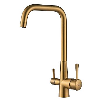 Смеситель для кухни Shevanik S528G с подключением фильтра питьевой воды, золотой сатин, Смесители с подключением к фильтру питьевой воды, , Shevanik