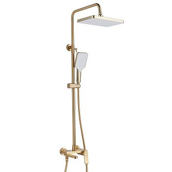 Душевая система Shevanik S4536G верхний душ, лейка, золотой сатин, Коллекция S45, , Shevanik