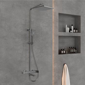 Душевая стойка Vincea  Cube VSFS-1C1GM, вороненая сталь, Vincea наличие, , Vincea