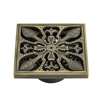 Трап душевой Санакс 00031-2, 100х100 мм, вертикальный выпуск 50 мм, с сухим затвором воды, бронза