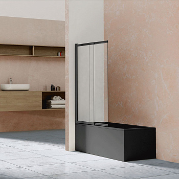 Шторка на ванну Vincea VSB-1E100CLB 1000*1450, черный, стекло прозрачное
