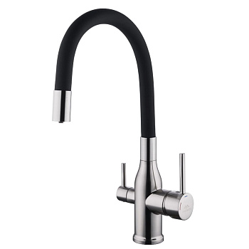 Смеситель для кухни FASHUN A4363-N с подключением фильтра пиьевой воды, сатин, черный (10)