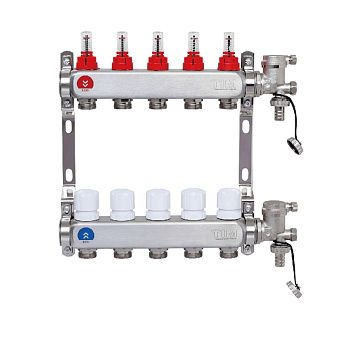 Коллекторная группа 1*3/4" ZEISSLER EFS6008 8 выходов, нержавеющий корпус, с регулирующими клапанами и расходомерами (1/4)