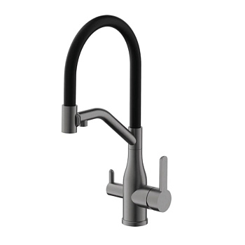 Смеситель для кухни BELZ B78815-3 с подключением к фильтру питьевой воды, оружейная сталь (10)