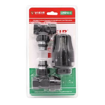Комплект терморегулирующий угловой 1/2" для радиатора VIEIR VR310-C черный (мин.1/25)