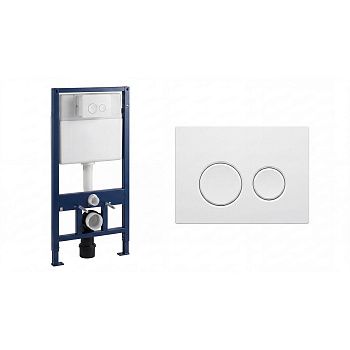 Инсталляция Knois KN9722010-P 1125х500х165 мм с пнемоуправлением, с белой клавишей смыва