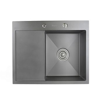 Мойка для кухни врезная Diadonna DS6350BL-R черная из нержавеющей стали, 63*50 см правая с сифоном