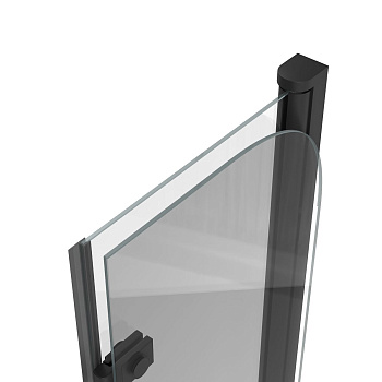 Шторка на ванну стеклянная 80х140 см Watersense Nancy S W00217 распашная, тонированное стекло, профиль черный матовый