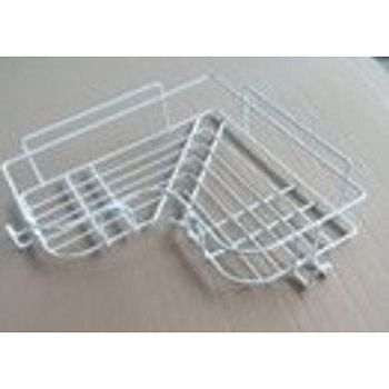 Полка настенная Proffero П24432, 1 ярус, угловая, с крючками, белый муар