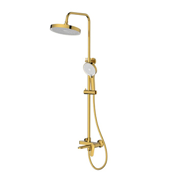 Душевая стойка BELZ B24786-5 с изливом, брашированное золото (10)