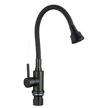 Смеситель для кухни Fmark FS8288H-01 с гибким изливом, черный (6)