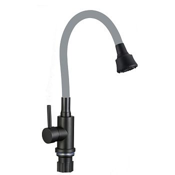 Смеситель для кухни Fmark FS8288H-04 с гибким изливом, серый (6)